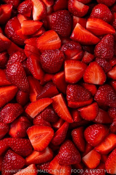 Erdbeeren Nahaufnahme von knallroten Früchten
